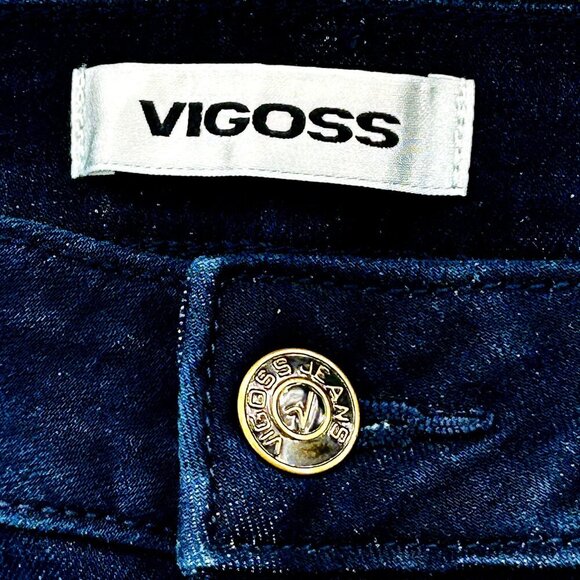 Vigoss Jagger Flare Dark Blue Denim Jeans Size 30 Mid-Rise Stretch Cotton Blend - Picture 12 of 15